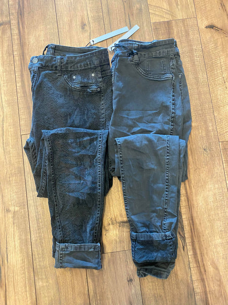 Charcoal Reversible Snake Print Jeans- Made in Italy