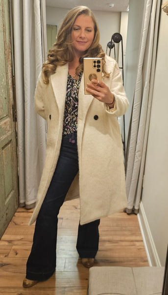 Molly Bracken LONG SHEEPSKIN EFFECT COAT