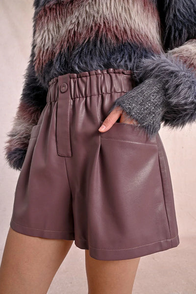 Lavendar Faux Leather Shorts