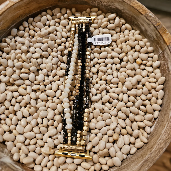 Beaded- Black and Golden- watch band