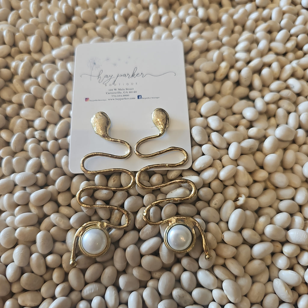 Serpent Pearl Earrings