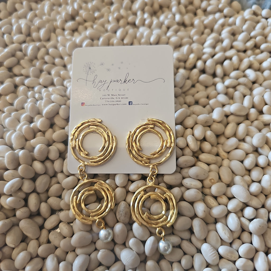 Pearl Swirl Circle Earrings