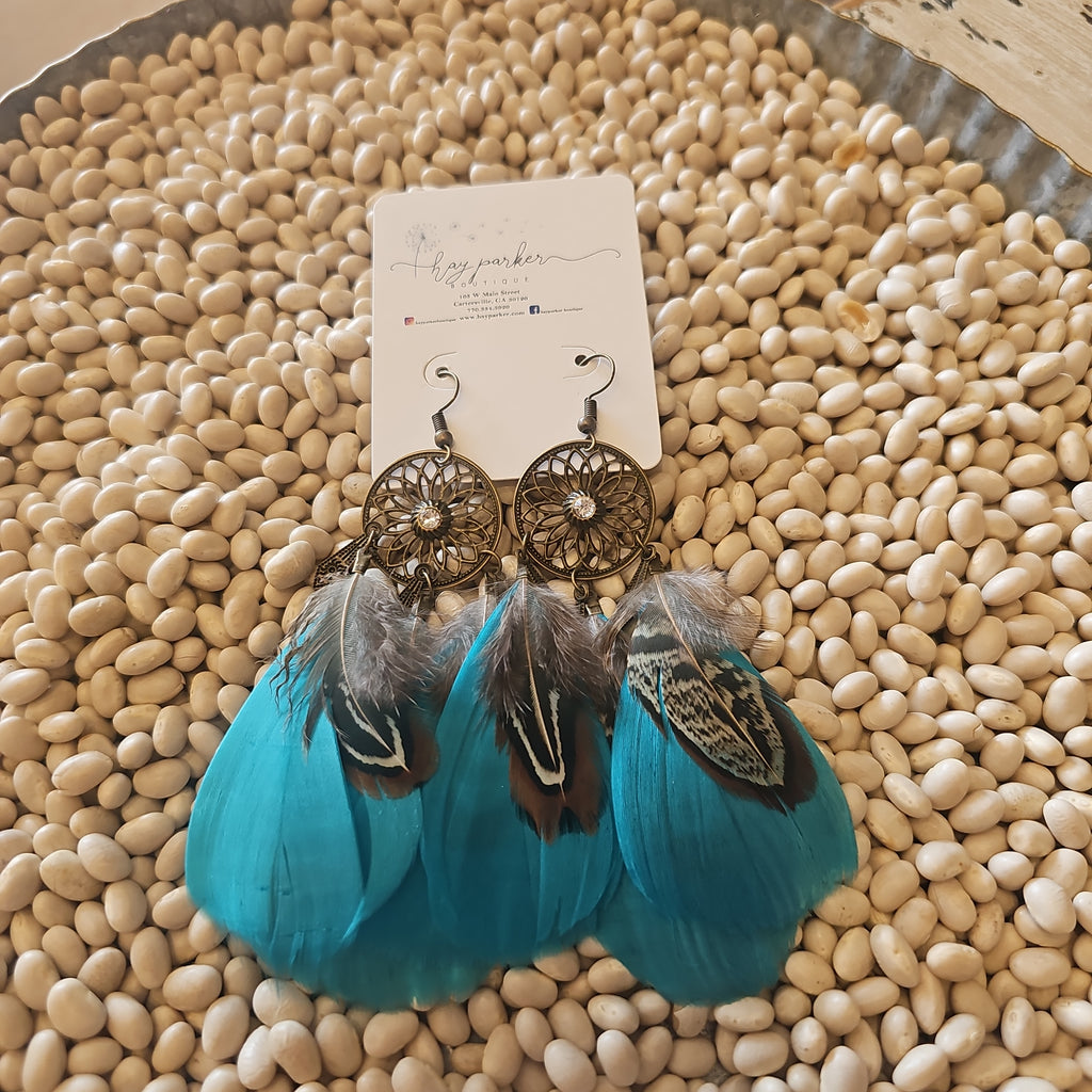 #4 Teal Feather earrings