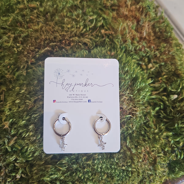 #20 Tiny Silver Cross Hoops