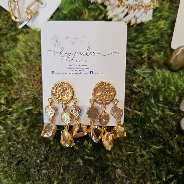 Golden Stone Chandelier Earrings