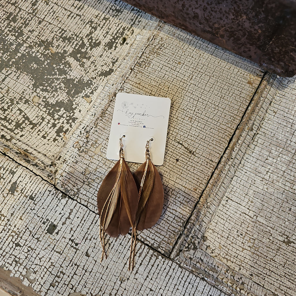 Bronze Feather Earrings