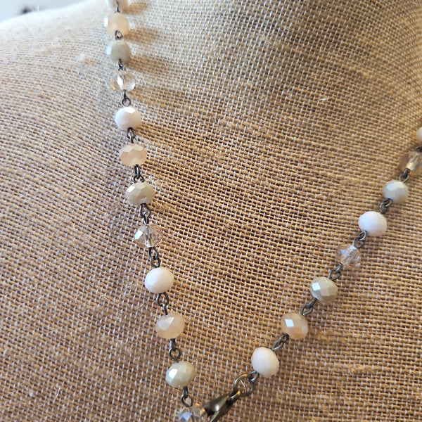 Peach - Tear Crystal "Y" Necklace