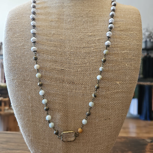 Pearl & Jasper Crystal Necklace