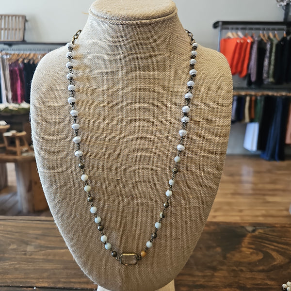 Pearl & Jasper Crystal Necklace