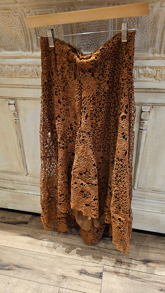 Caramel Crochet Boho Skirt