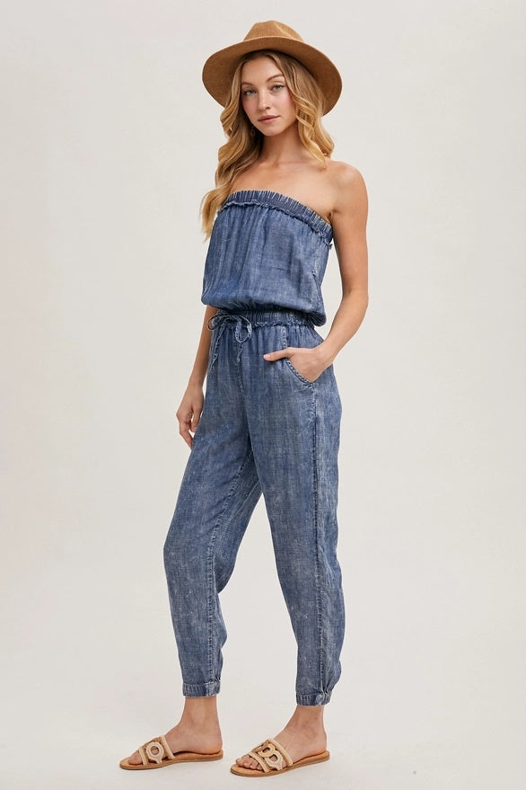 Strapless Denim Jumpsuit