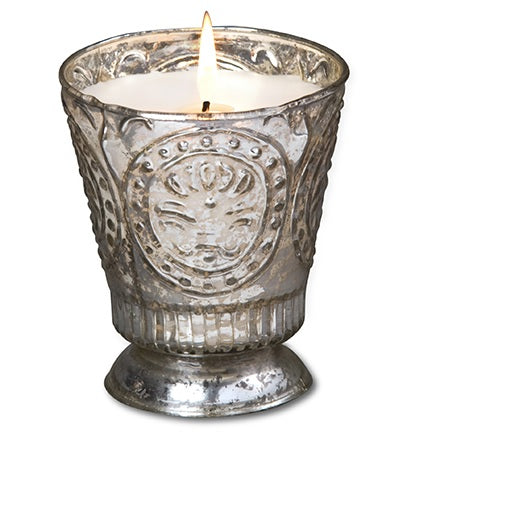 Ginger Patchouli- Silver Fleur de Lys Candle