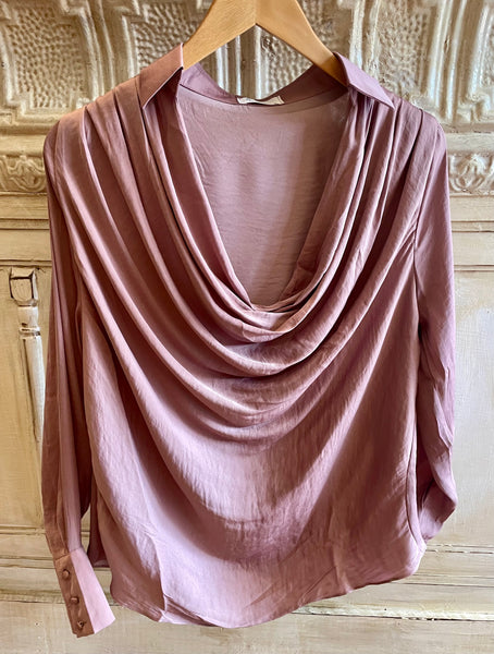 Rose Gold Drapped Satin Blouse