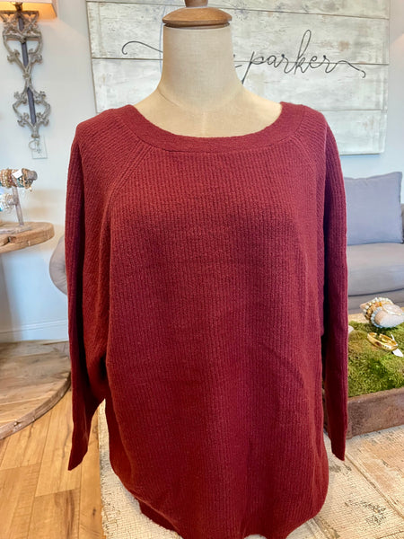 Cranberry Twist-back Sweater