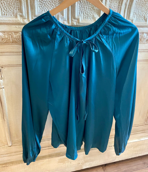 Teal Satin Blouse