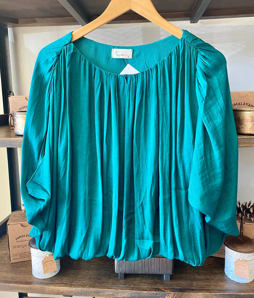 Holly Green Satin Blouse