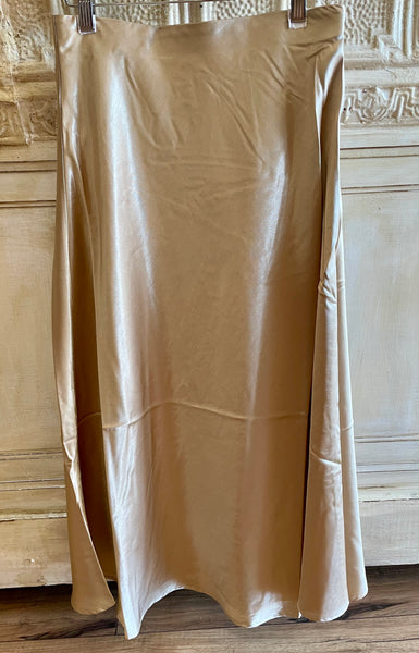 Long Satin Skirt in Champagne