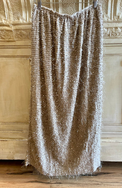 Long Beige Sequin Skirt