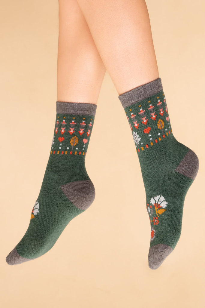 Olive Art Deco Sock One Size