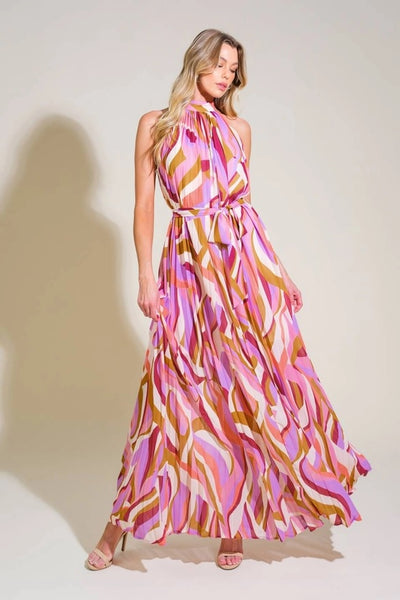 Dreamy High Neck Pink Maxi Dress