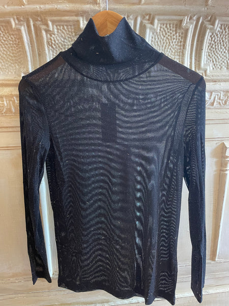 Black Sheer Sequin Turtleneck