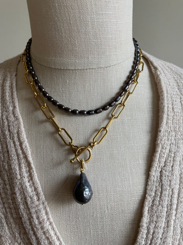 Golden Chain Smoky Pearl Drop