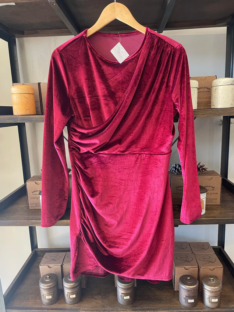 Cranberry Velvet Dress