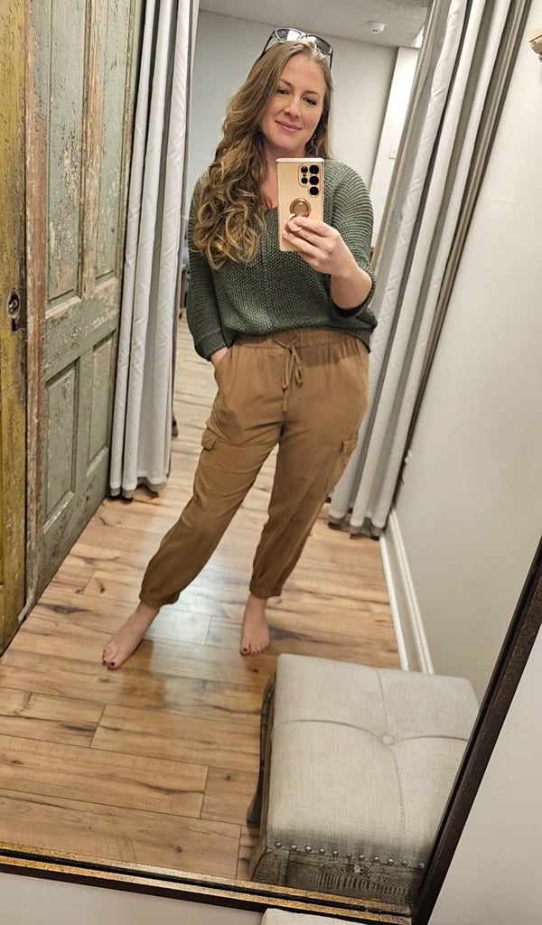 Olive Green Knit Sweater Top