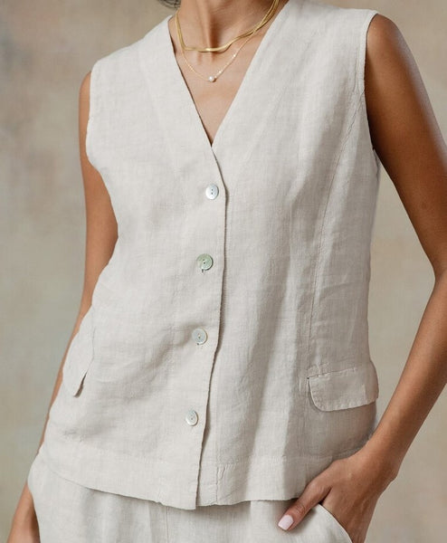 Cobblestone Linen Vest