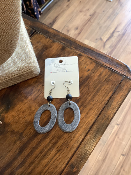 Charcoal covered oval earrings