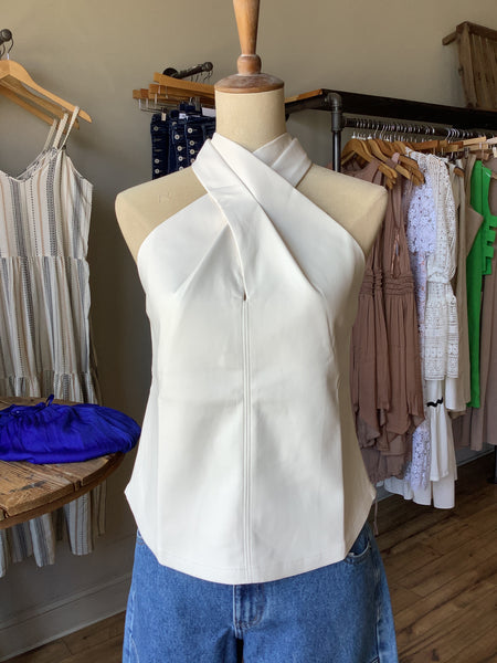 Faux Leather Crisscross Top