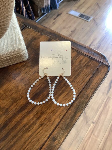 Gold and cream beaded earrings